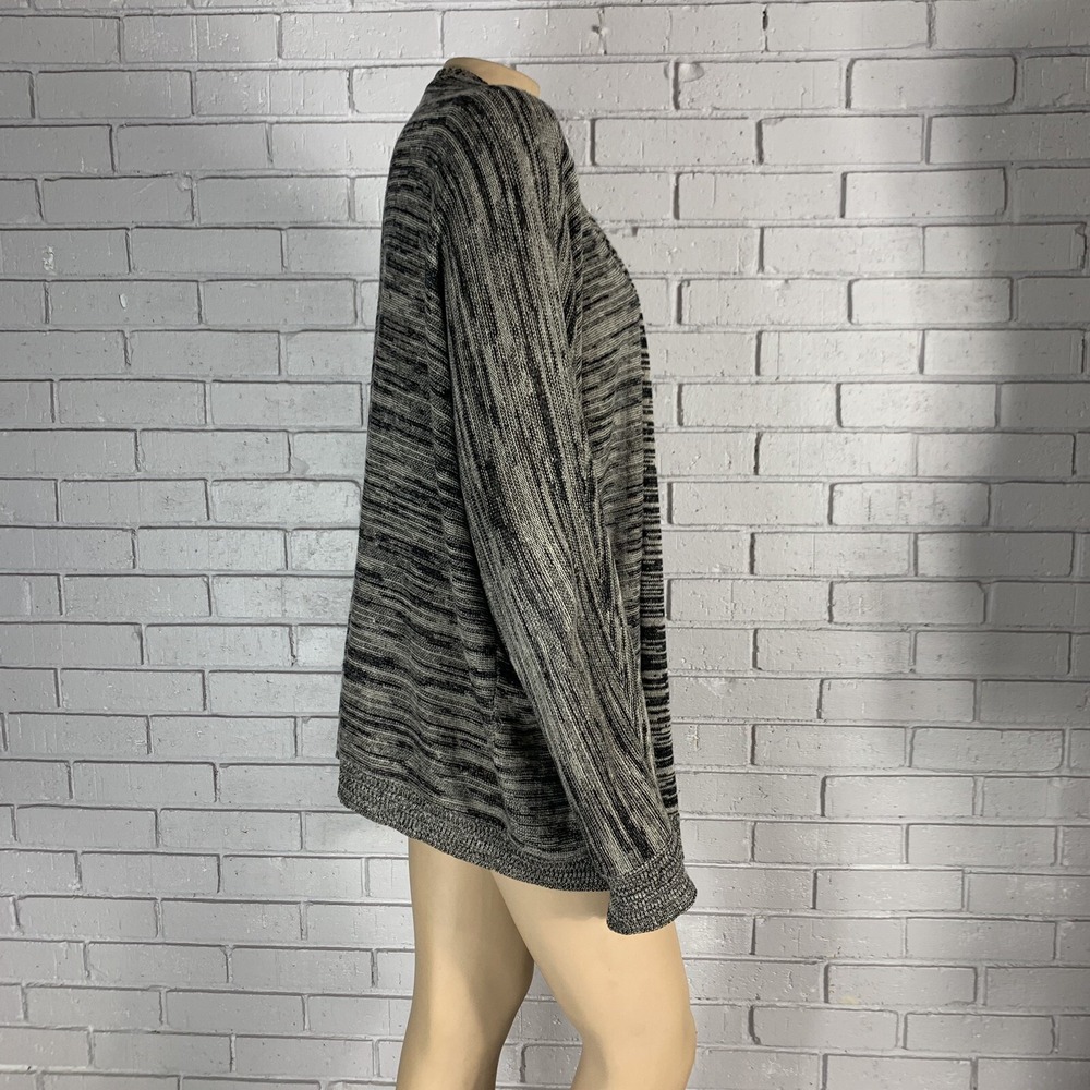 Eileen Fisher Linen Open Front Shawl Collar Black White Cardigan Quiet Luxury XL - Picture 9 of 11